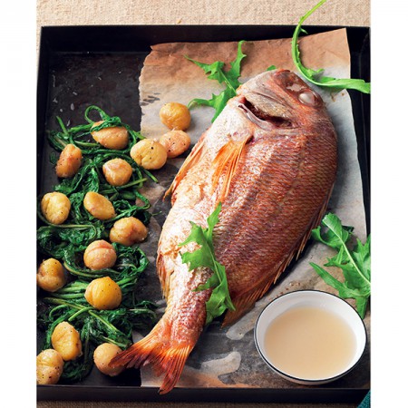 Baked Sea Bream with Chestnuts and Chicory