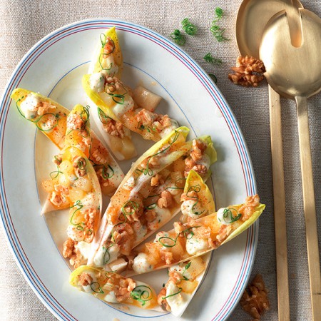 Stuffed Endives with Pears, Walnuts, and Taleggio Cheese