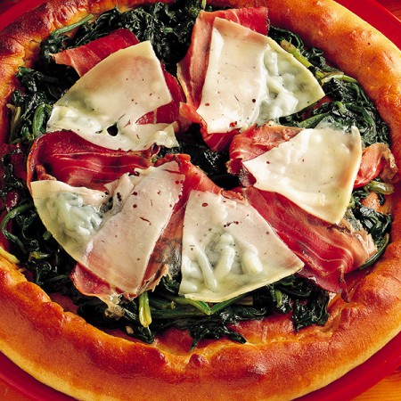 Focaccia with Spinach, Provolone and Bacon