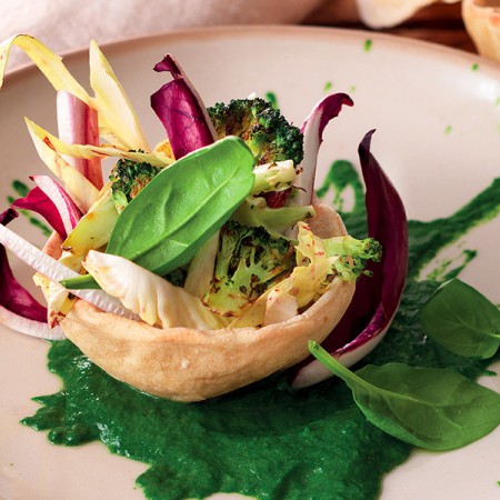 Vegetable “Baskets” with Spinach Puree