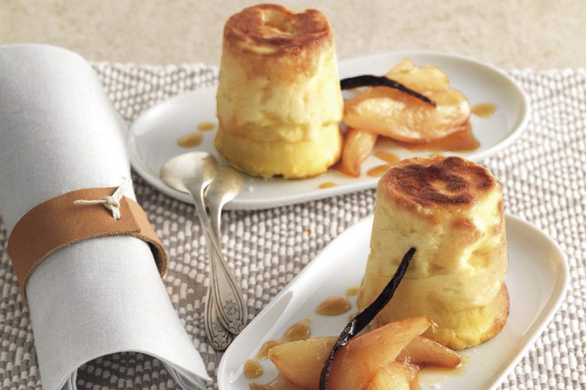 Ricotta Custard With Salted Caramel Pears-image