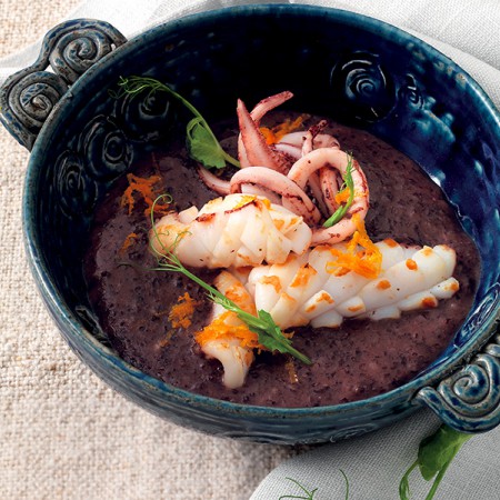 Marinated Squid with Creamed Black Rice