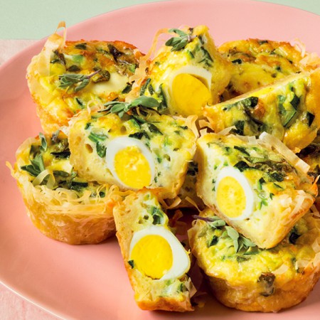 Phyllo Dough Muffins with Quail Eggs