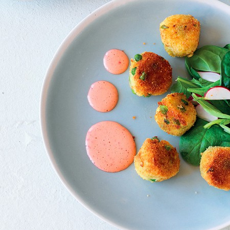 Pea Croquettes with Strawberry Mayonnaise