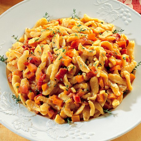 Spatzle and Squash Carbonara