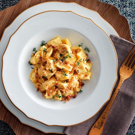 Goat Cheese-Stuffed Ravioli del Plin with Honey and Chestnuts