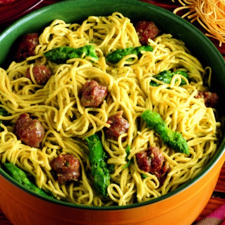 Tagliolini With Asparagus and Sausage