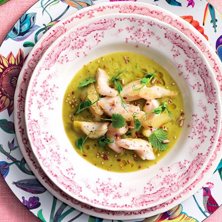 Turbot in Pea Soup with Lemon Balm