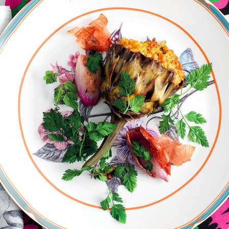 Farro-Stuffed Artichoke Flowers