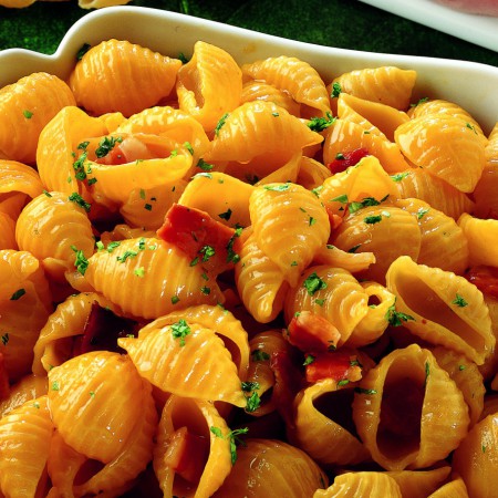 Shell Pasta With Speck and Saffron