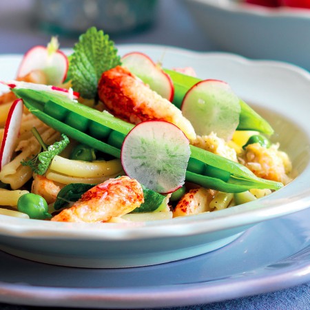 Caserecce Pasta With Crab, Peas, and Asparagus