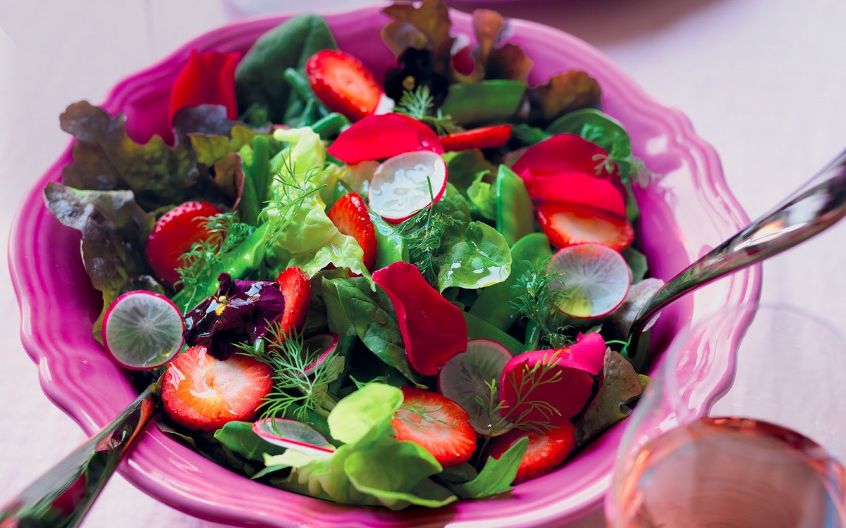 Mixed Spring Vegetables, Strawberries and Petals Recipe - La Cucina ...