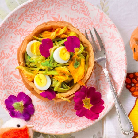 Zucchini and Quail Eggs in Crispy Shells