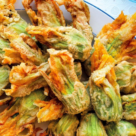 Squash Blossoms Stuffed with Ricotta and Spinach