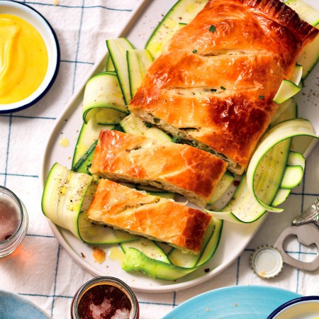 Zucchini Strudel and Curry Mayonnaise