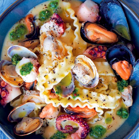 Mafalde With Octopus, Mussels, and Clams