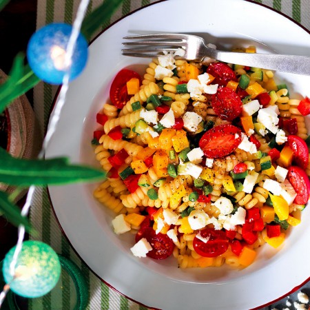 Risotto-Style Fusilli with Vegetables and Ricotta Salata