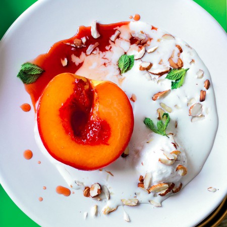 Peaches with Fiordilatte Gelato