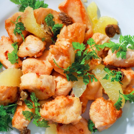 Chicken Pieces with Lemon and Green Peppercorns