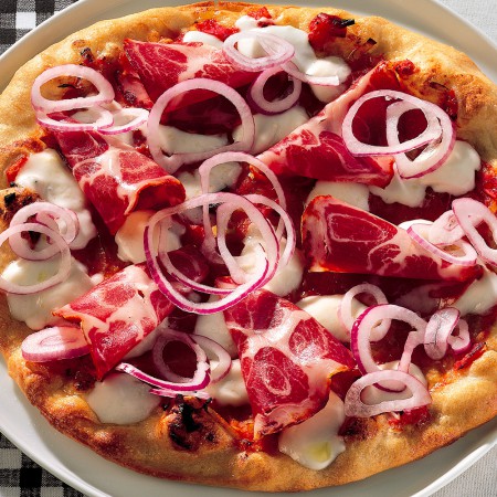 Pizza with Buffalo Mozzarella and Spicy Capocollo