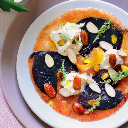 Fig Carpaccio with Stracciatella Cheese