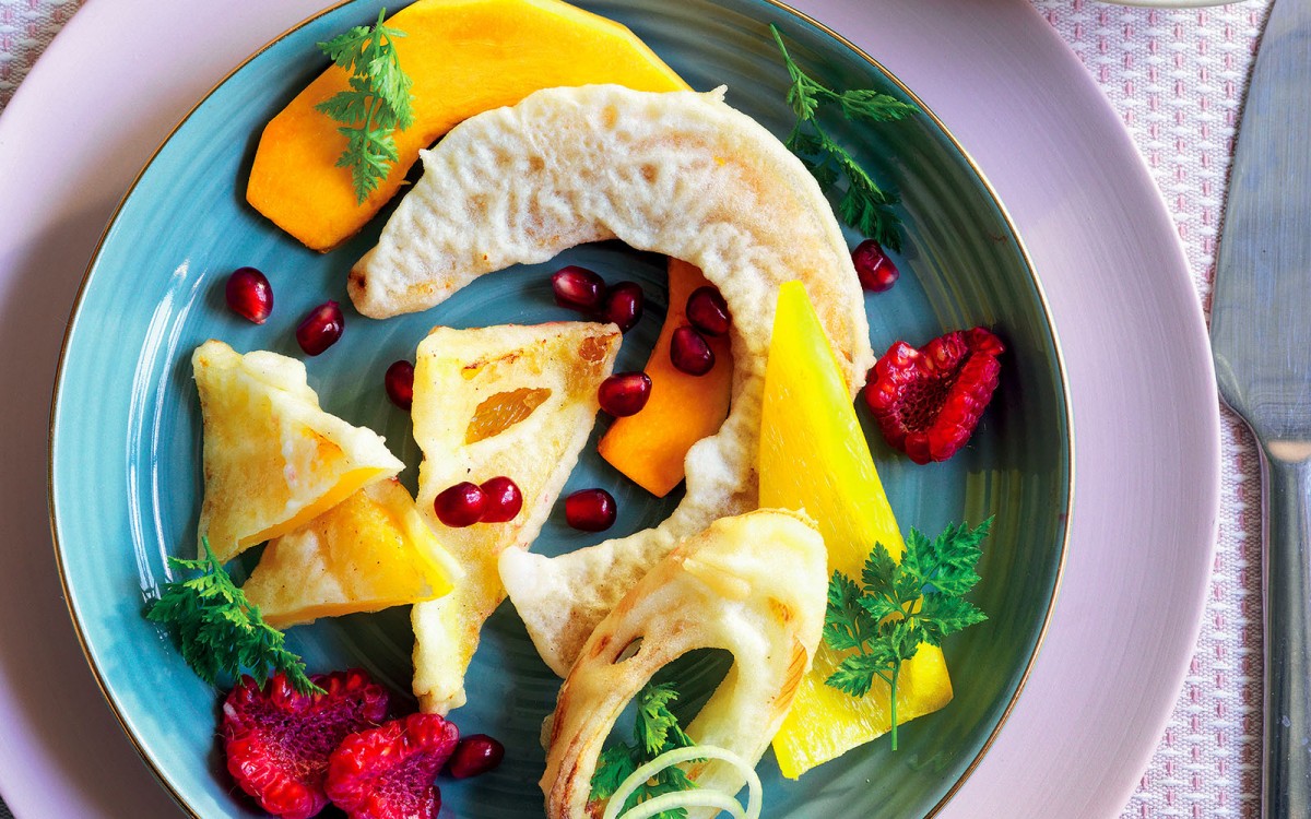 BatterFried Vegetables with Pomegranate Sauce Recipe La Cucina Italiana