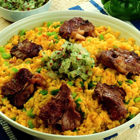 Saffron Risotto with Lamb Chops Scottadito