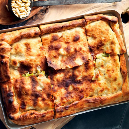 Whole-Grain Pizza Stuffed with Escarole and Fior di Latte Cheese