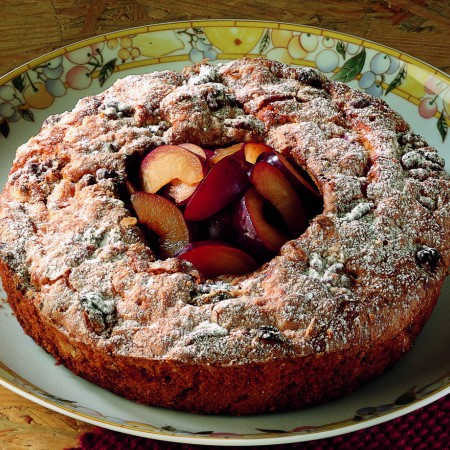 Rustic Bundt Cake with Walnuts and Plums