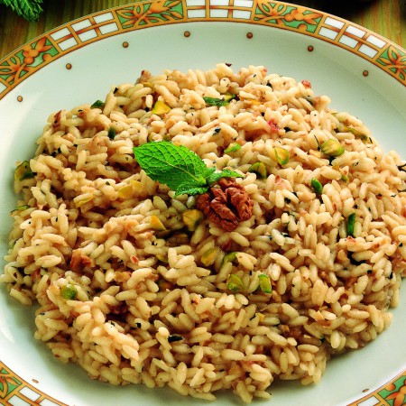 Mint Risotto with Walnuts and Pistachios