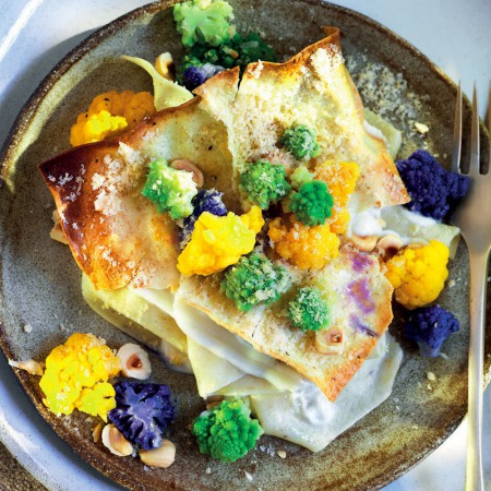 Lasagna With Cauliflower Sauce and Hazelnuts