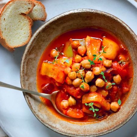 Chickpeas and Vegetables in Spiced Soup