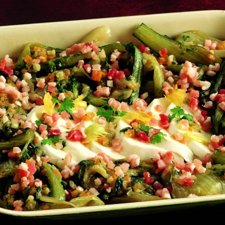 Braised Chicory with Mozzarella