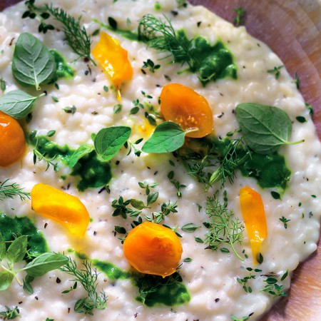 Herb Risotto with Broccoli Rabe Purée
