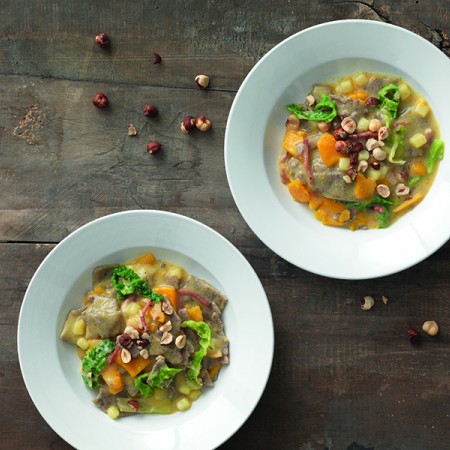 Pizzoccheri Pasta with Pumpkin and Hazelnuts
