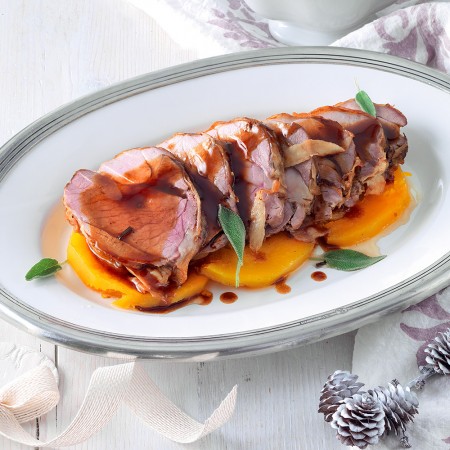 Roast lamb with squash