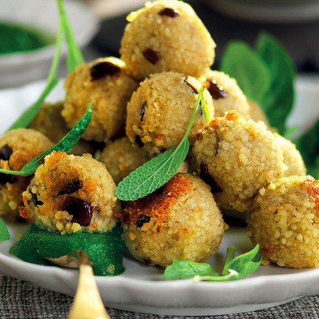 Eggplant Couscous Croquettes with Spinach Sauce