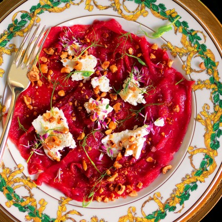 Fassona Beef Carpaccio with Robiola Cheese and Hazelnuts
