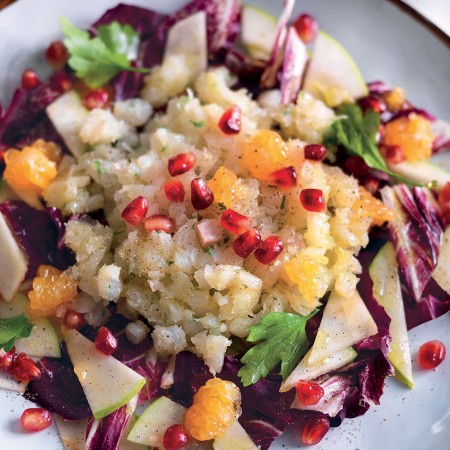 Baccalà Tartare with Radicchio, Apple, and Tangerine