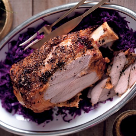 Roast veal shank and cabbage