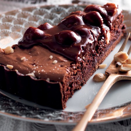 Double Chocolate Tart with Hazelnut Caramel