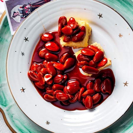 Tangy Wine-Stewed Almonds with Almond Cake