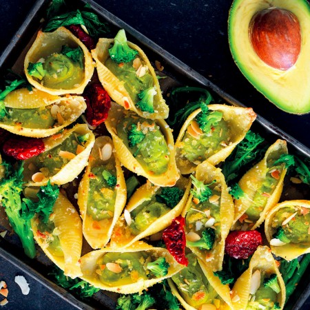 Stuffed Shells, Turnip Greens and Crusty Bread