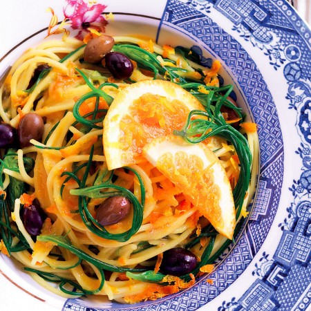 Spaghetti and Agretti With Orange Butter