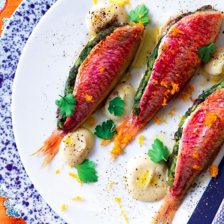 Catalogna Chicory-Stuffed Red Mullet