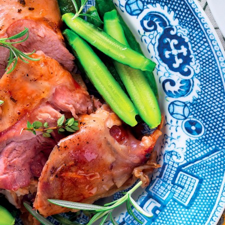 Leg of Lamb with Baby Zucchini and Fennel au Gratin