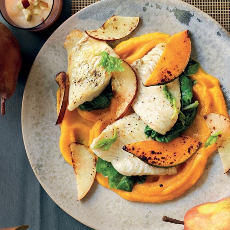 Turbot with Pureed Squash and Greens