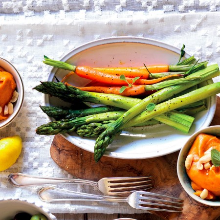 Baby Carrots and Asparagus with Peanut Sauce