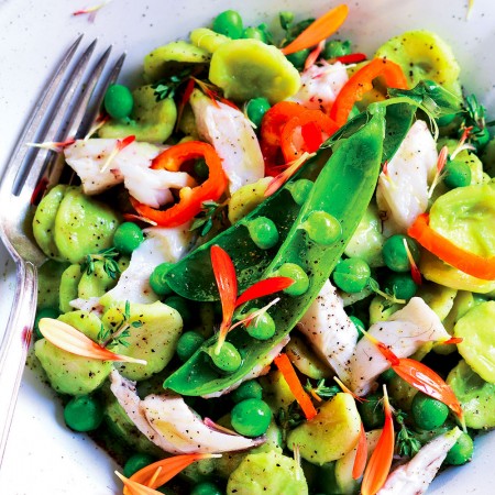 Orecchiette with Cream of Pea and Meagre
