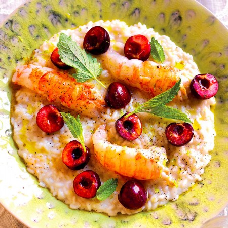 Scampi Risotto With Cherries